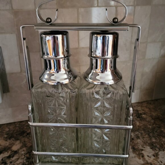 Vintage Double Glass Pump Style Liquor Decanters-1950/1960s - Picture 3 of 4